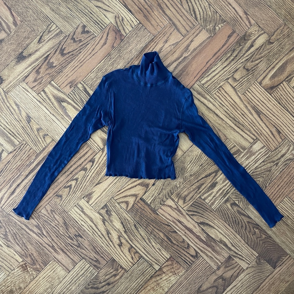 Ralph Lauren Collection Vintage Navy Blue Cotton Turtleneck